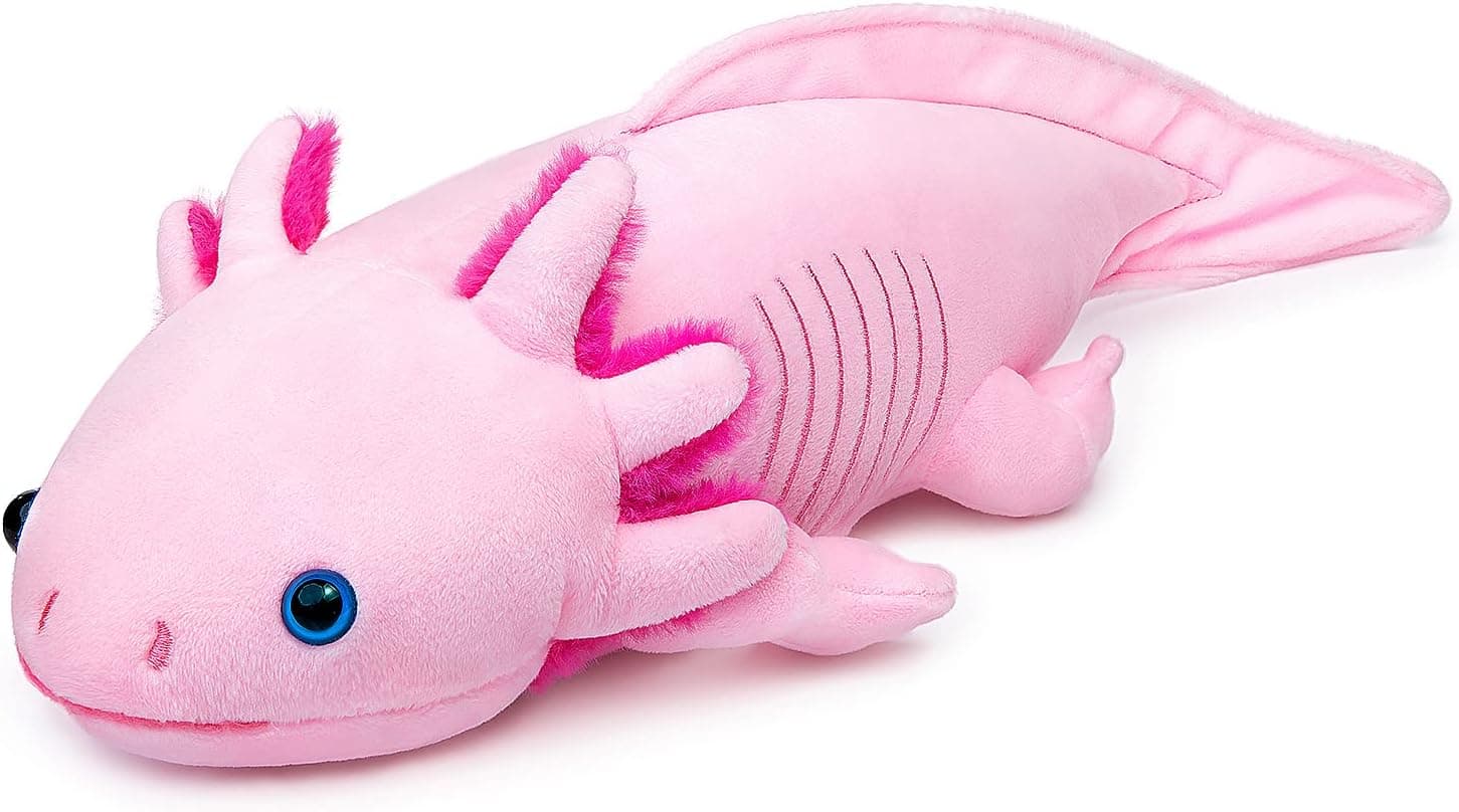Tiny Heart Axolotl Plush,Stuffed Animal,Lifelike Cute Ambystoma Plush Toy,Gifts for Kids,18 Inches Long