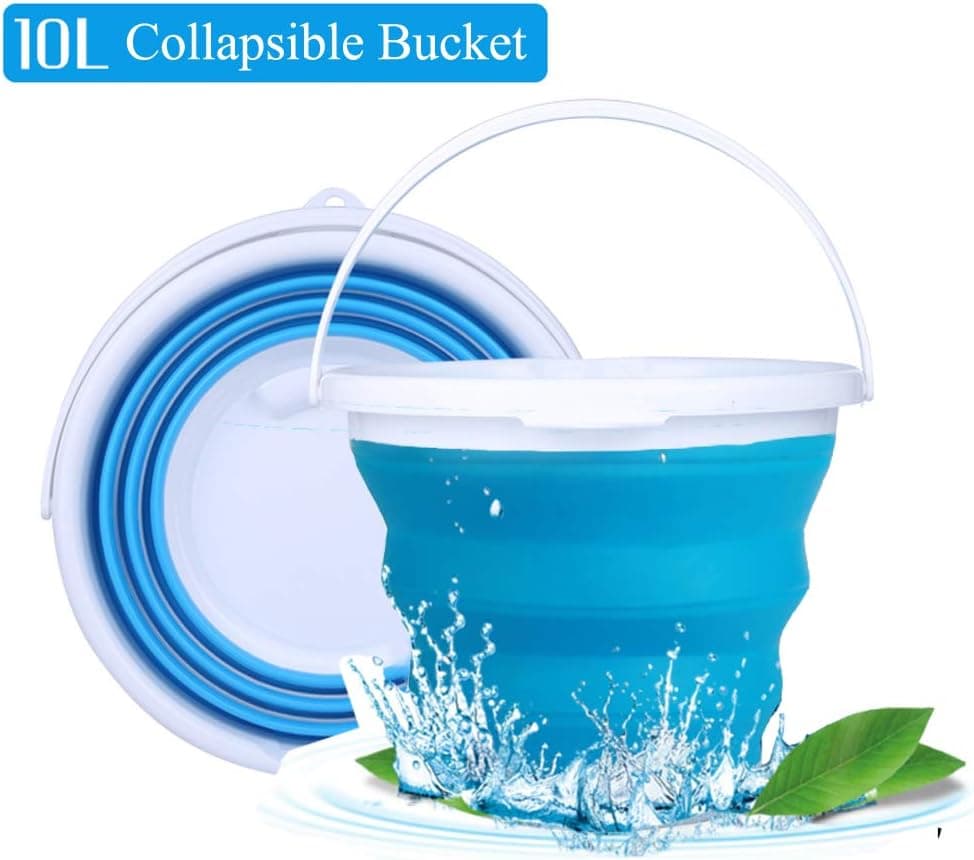 Mylivell Collapsible Bucket with Handle,Foldable Round Tub，Silicone Portable Fishing Water Pail,Collapsible Bowls for Hiking, Backpacking, Camping and Outdoor Survival(Blue - 10L)