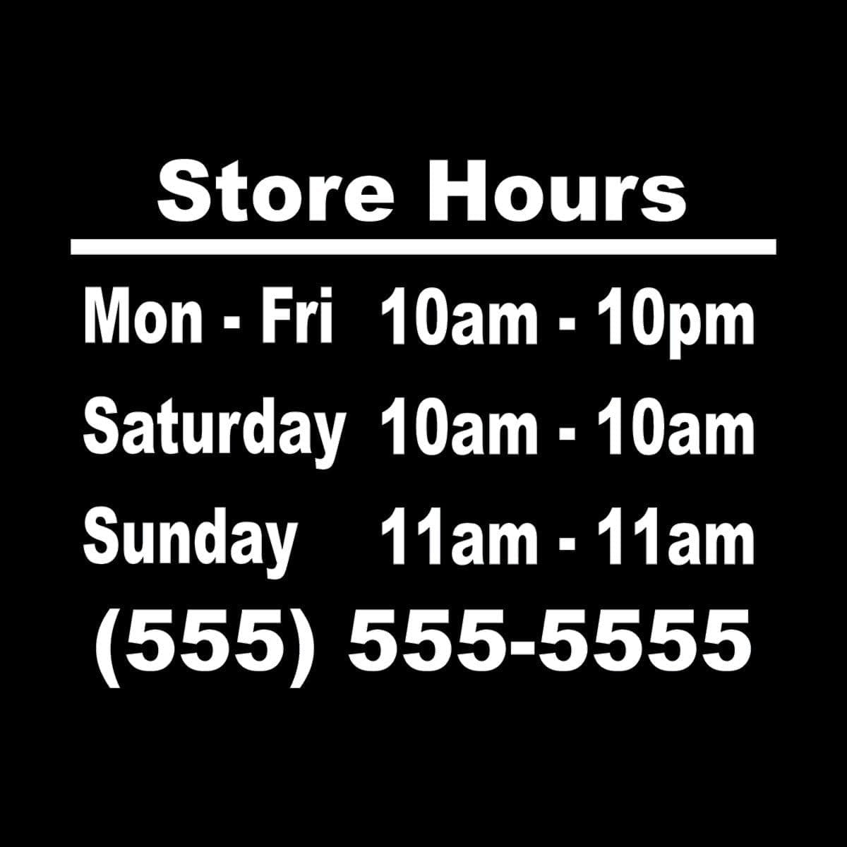 Wild Dingos LLC Business Hours Style 4 Size 10x13 Store Window Vinyl Decal Sticker White