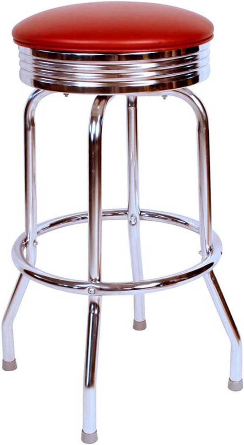 Richardson Seating Retro Chrome Swivel Bar Stool with Wine, Metal, 24" H