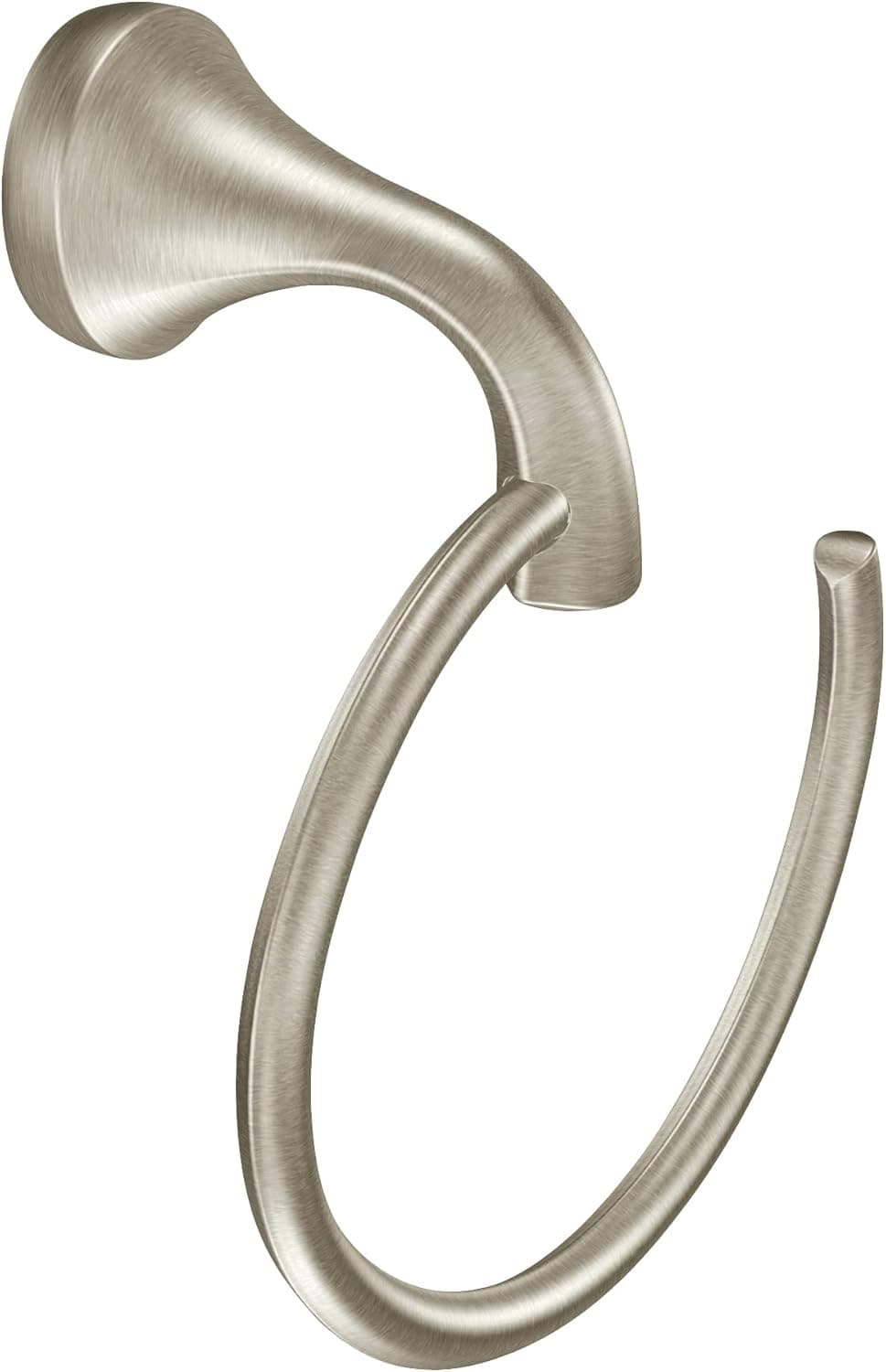 Moen YB2886BN Eva Bathroom Single Post Hand-Towel Ring, Brushed Nickel