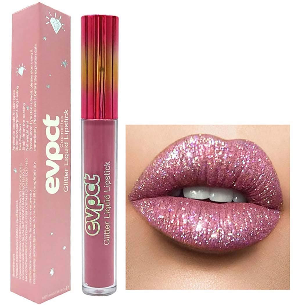 Kisshine Matte Liquid Lipstick Diamond Shimmer Metallic Lipstick Shinning Long Lasting Durable Liquid Lipsticks Waterproof Lip Gloss Cosmetics Makeup Gift for Women and Girls (Pink 01#)
