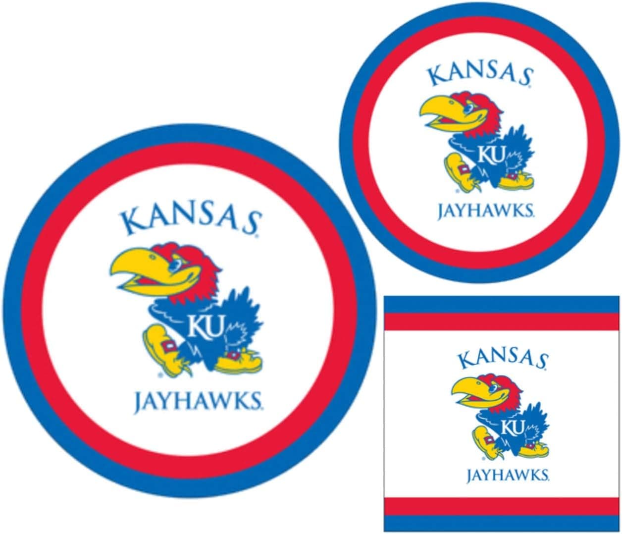 Kansas Jayhawks Party Supplies - Bundle Includes Paper Plates and Napkins for 10 People