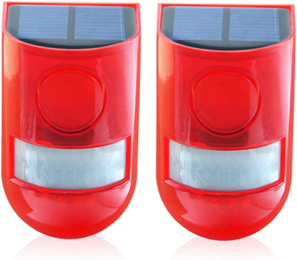 Solar Security Light Alarm,4 Pack IP65 Waterproof PIR LED Motion Sensor Flashing Light Lamp,Built in Battery,Energy Saving Warning 110dB Loud Siren Solar Light for Home Flashing Outdoor