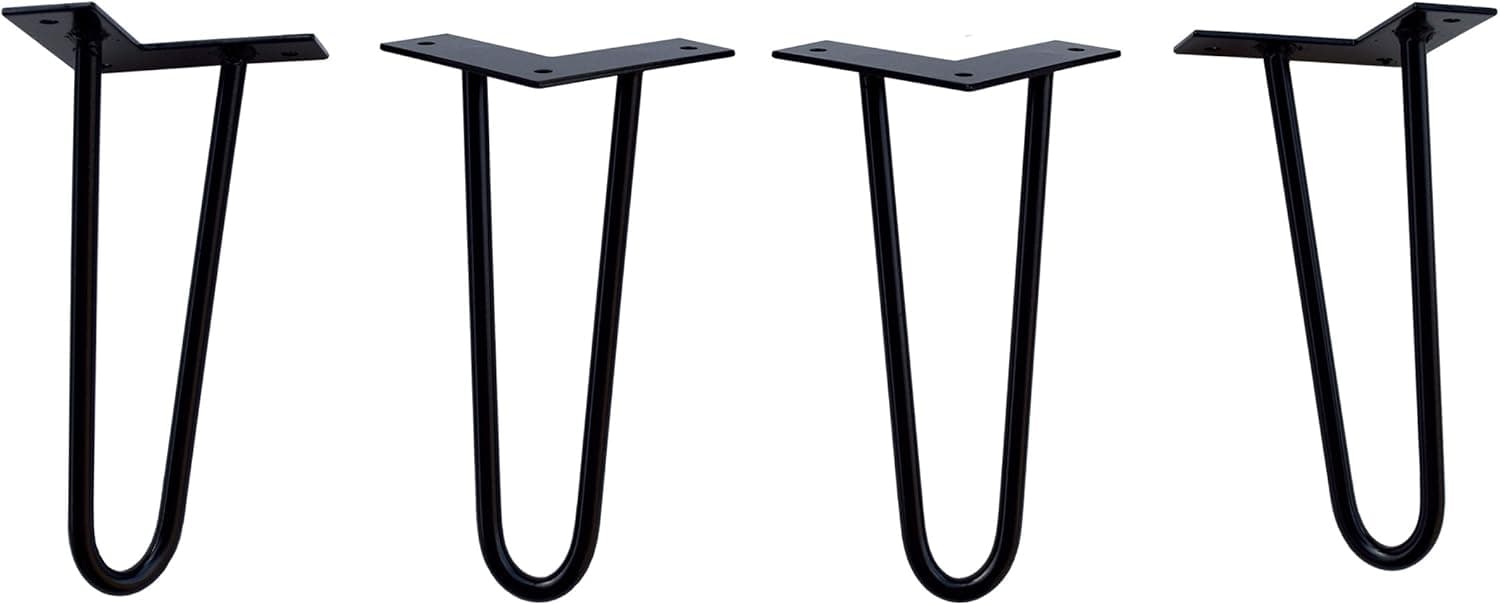 Original Hairpin Legs - Made in USA - Cast & Grain - Set of 4 (10 in, Satin Black)