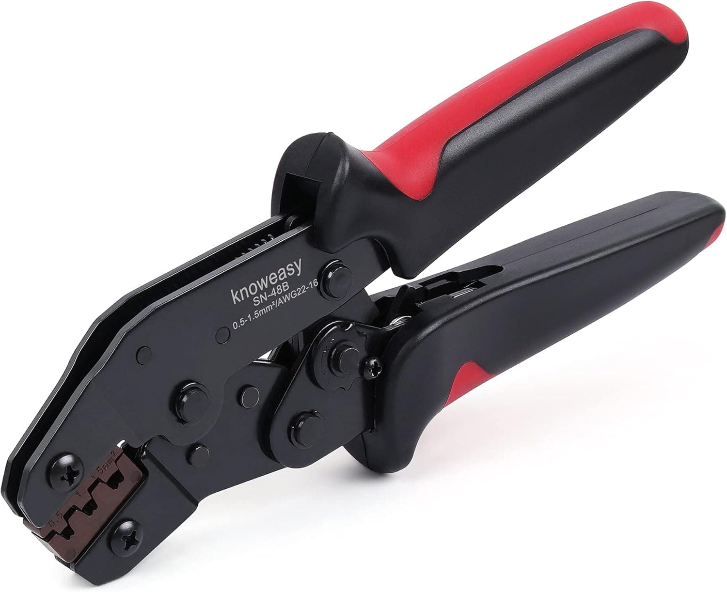 Knoweasy SN-48B Pin Crimping Tool - Terminal and Wire Crimper for Dupont, JST-SM, and Molex Connectors and Terminals - 3.96/4.8/5.08/6.3 mm, AWG 26-16/0.14-1.5mm² Crimping TooL