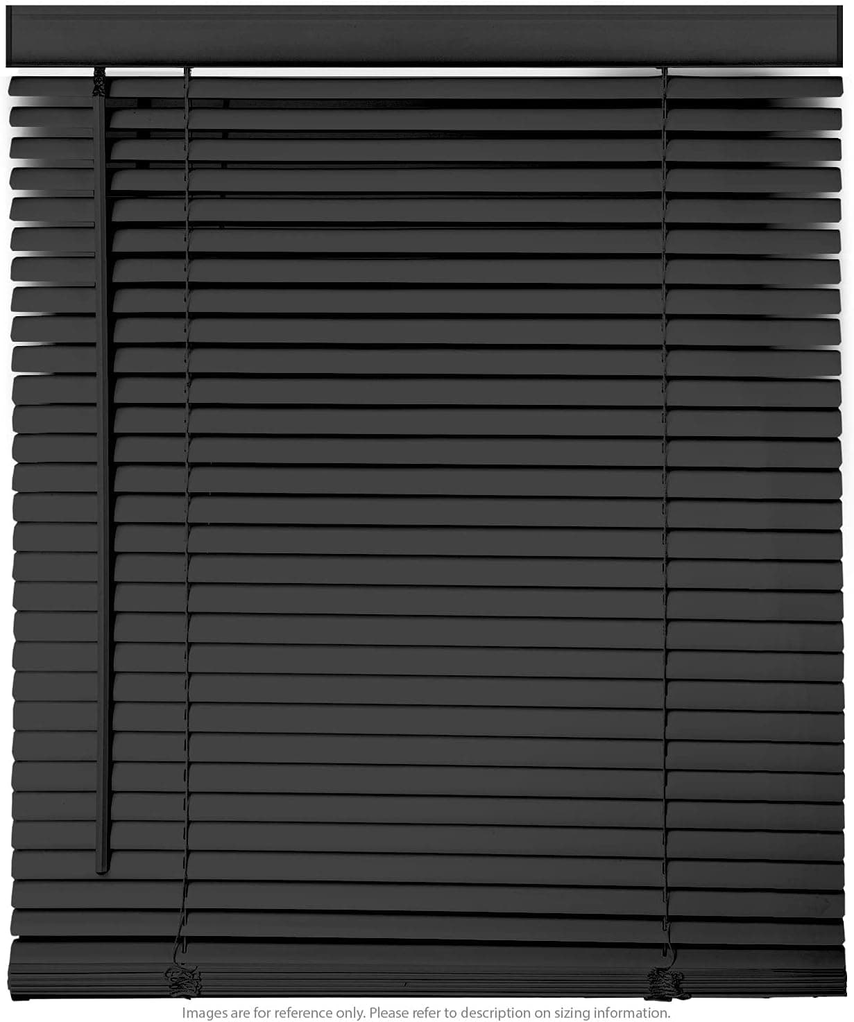 Biltek 27" W x 64" H Cordless Window Blinds 1" Slat PVC Vinyl Venetian Horizontal Privacy Shade Anti-Sunrays, Black