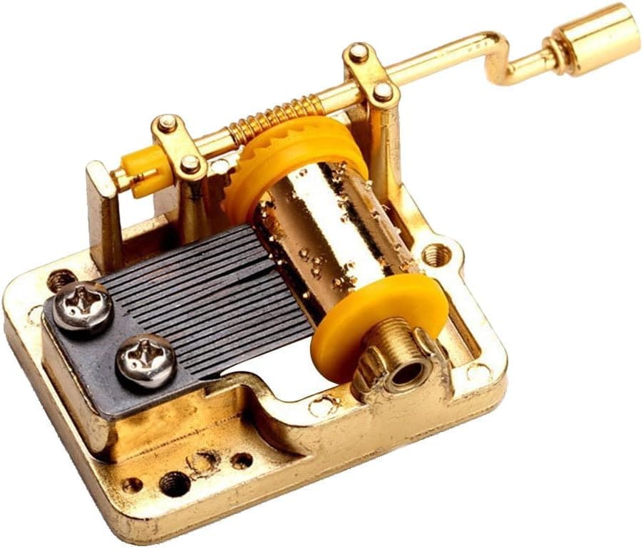 18 Note Musical Mechanism Movement for DIY Music Box, Canon in D, Golden Handcrank Music Movement