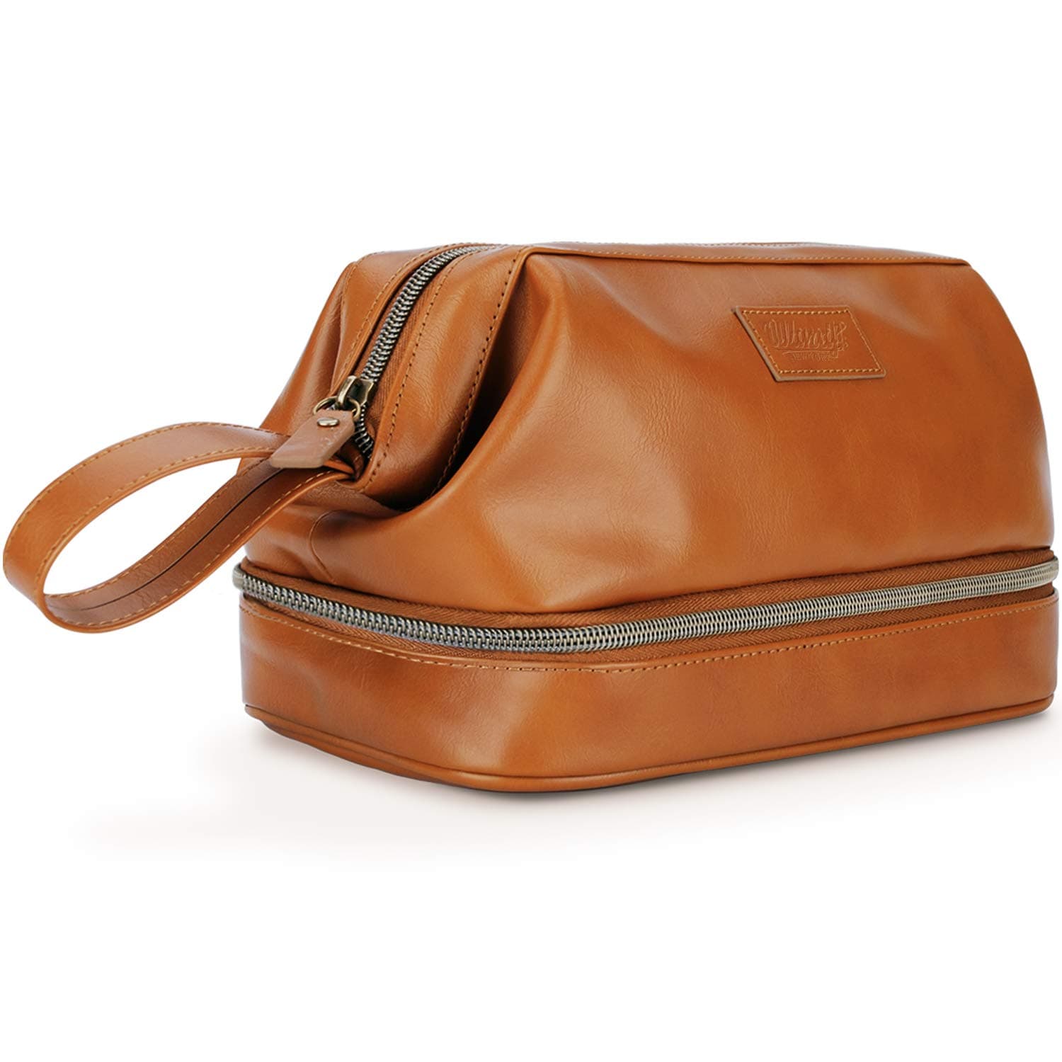 WANDF Large Premium Mens Vinyl Leather Toiletry Bag Dopp Kit, Perfect Travel Accessory