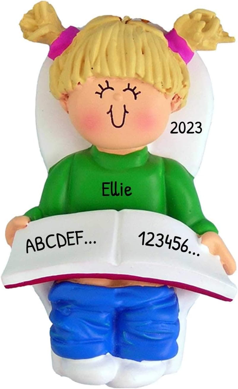Personalized Toddler Christmas Ornament 2022 - Babys 2nd Christmas Ornament 2022 - Baby Christmas Ornament Blonde Baby Girl Potty Trained Baby Ornaments - Free Customization