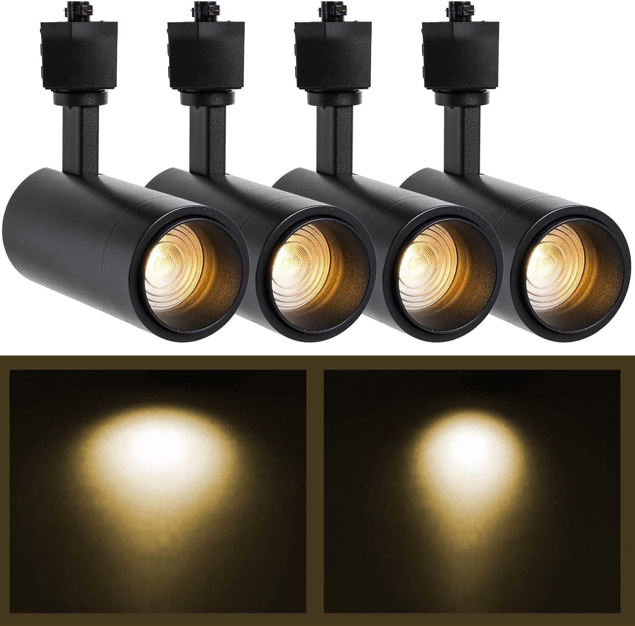 ELEGLO 12W LED Track Lighting Heads,Focusing H Type LED Track Lights Fixtures for Accent Retail Artwork, Linear Track Light H Type 4000K Daylight 120V 15 To 60 Degrees Angle Halo Type - 4 Pack (Black)