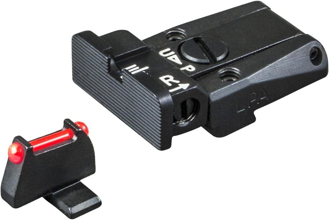 LPA SPR Adjustable Black Serrated Sight Set w/Red Front for Sig Sauer P220, P225, P226, SPR28SS7F