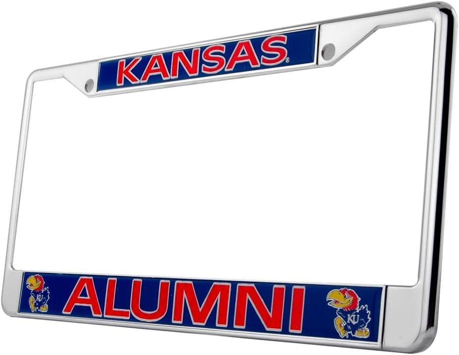 Stockdale Kansas Jayhawks Alumni Metal License Plate Frame W/domed Insert