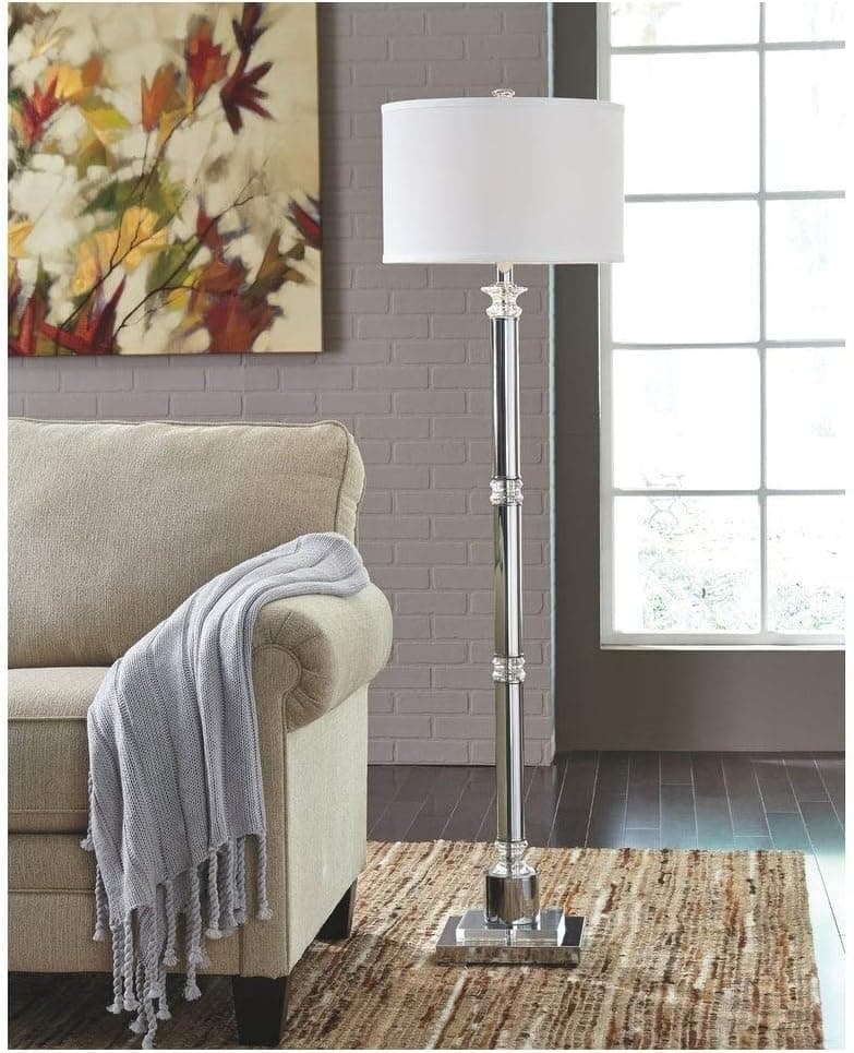 Ashley Furniture Signature Design - Marlon Metal and Crystal Floor Lamp - Traditional - Clear/Silver Finish