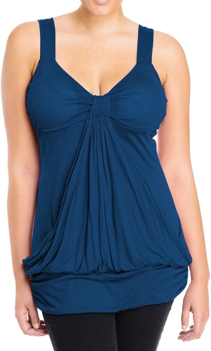 eVogues Plus Size Low Cut Draping Top