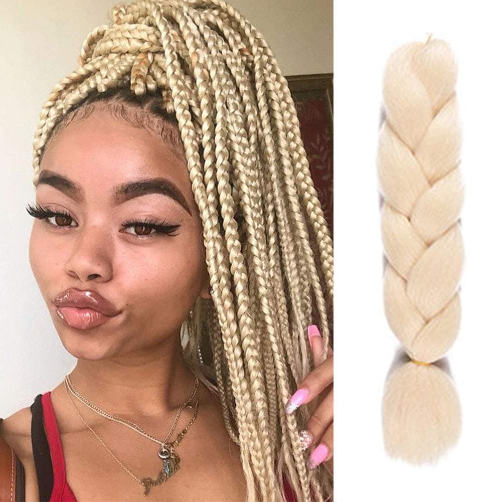 FASHION LADY Jumbo Braiding Hair African Hair Style Collection Braids Blonde Crochet Bulk Braiding Hair Jumbo Braids Crochet Hair Extension(57g Color 613)