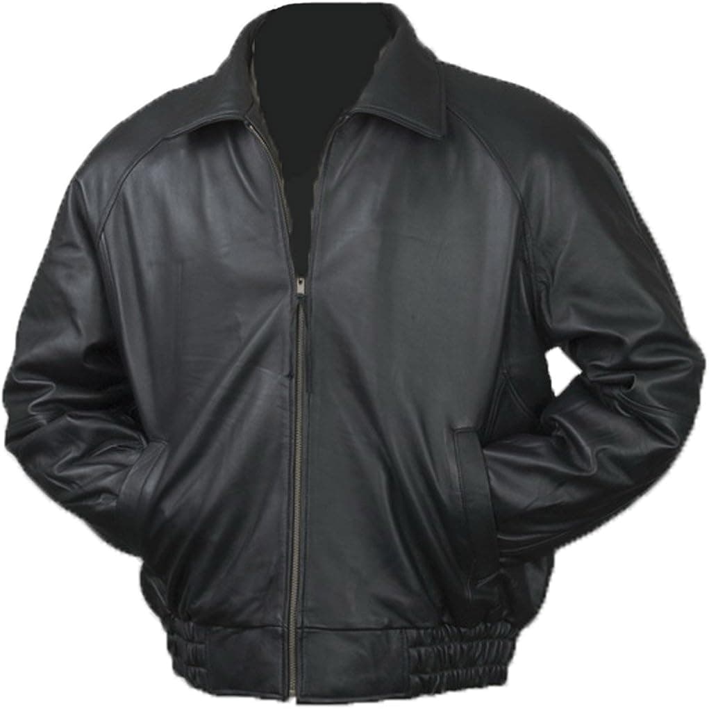 Burk's Bay Men's Lamb Leather Classic Bomber Jacket