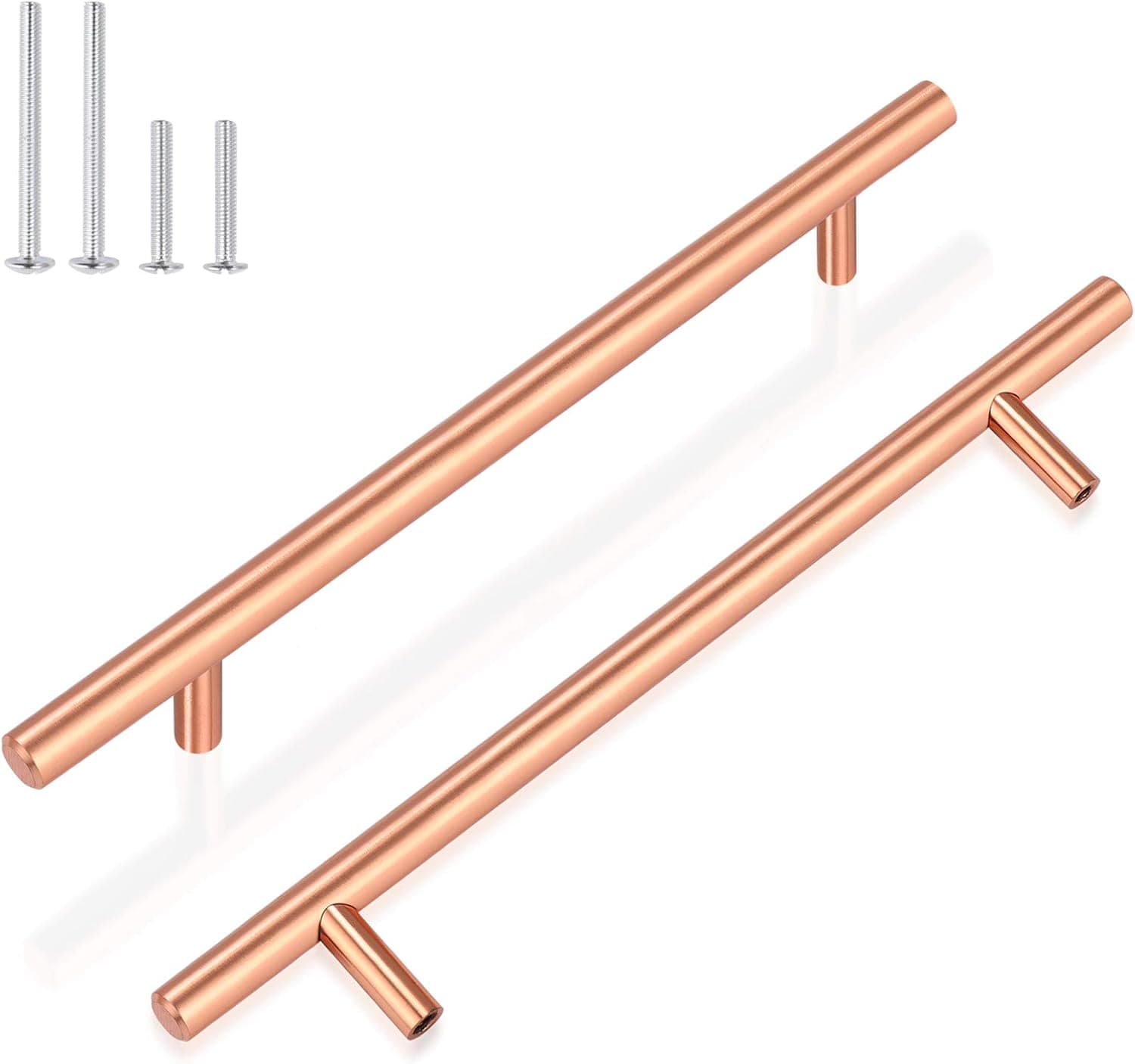 GOBEKOR 5 Pack 10in Hole Center Solid Kitchen Cabinet Handles Rose Gold Dresser Handles, T Bar Handle Pull Stainless Steel Drawer Pulls