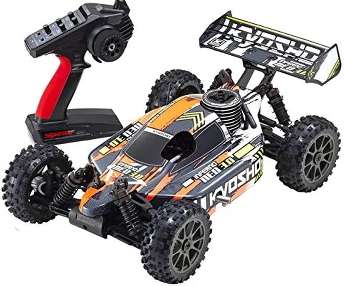 Kyosho 1/8 Inferno NEO 3.0 4 Wheel Drive .21 Nitro Buggy RTR 8 AA Batteries not inlcuded Orange KYO33012T3