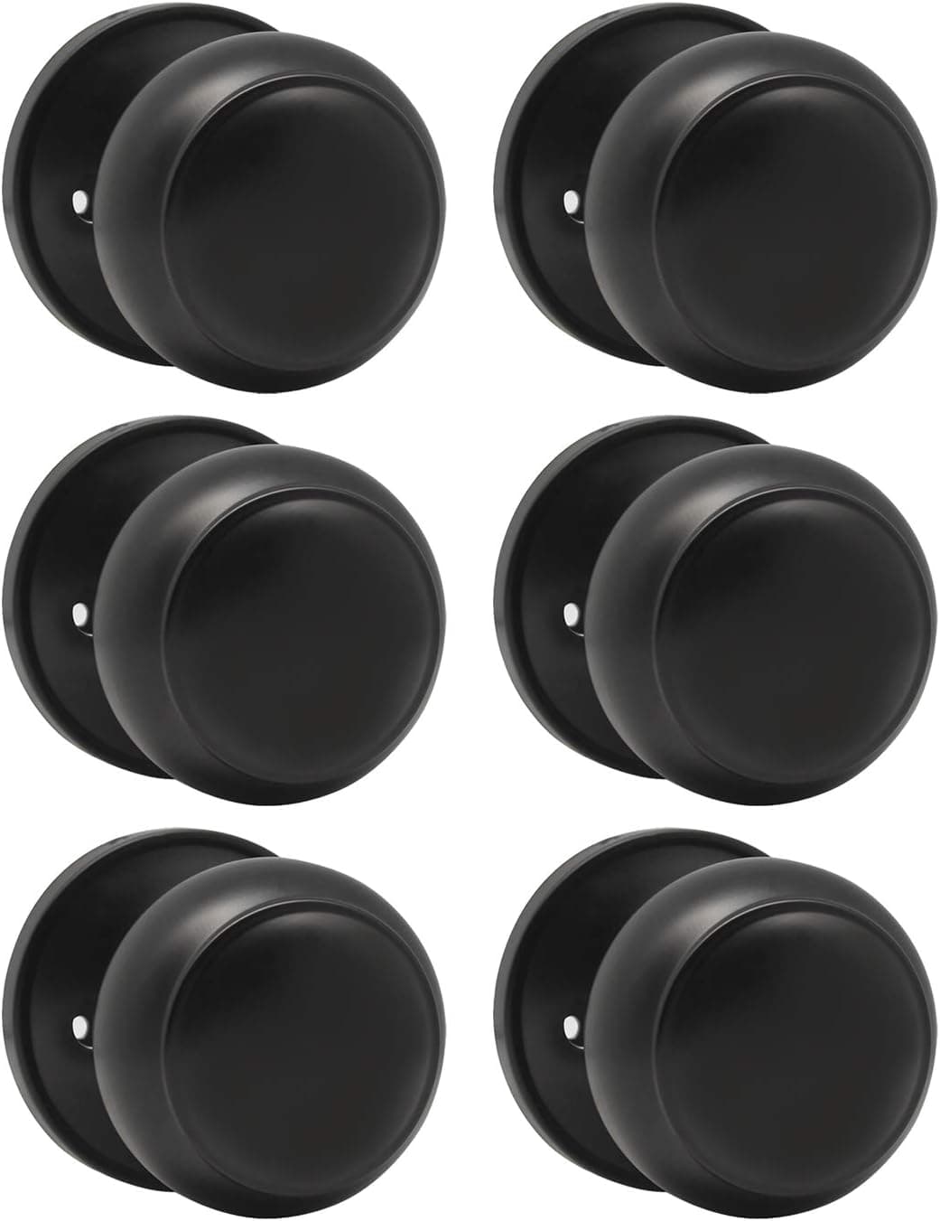 KNOBWELL 6 Pack Single Sided Dummy Door Knob Closet Door Knob Set, Matte Black Door Knob for Pushing Only, Single Sided