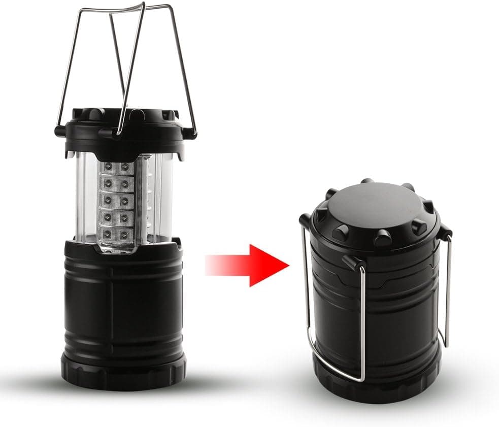 AGPtek Ultra Bright LED Lightweight Water-Resistant Collapses Lantern Camping Lantern Outdoor Folding Lamp for Home, Hiking, Camping, Emergencies, Hurricanes (Black)