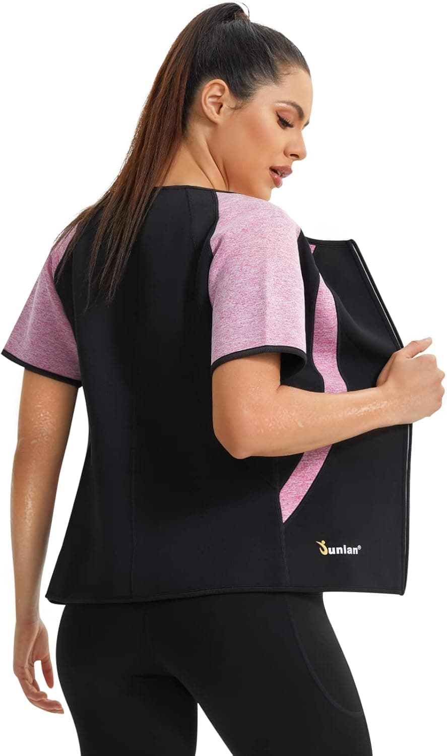 Junlan Women Neoprene Top Hot Sweat Workout T Shirt Body Shaper Sauna Suit Slimming Shapewear Training
