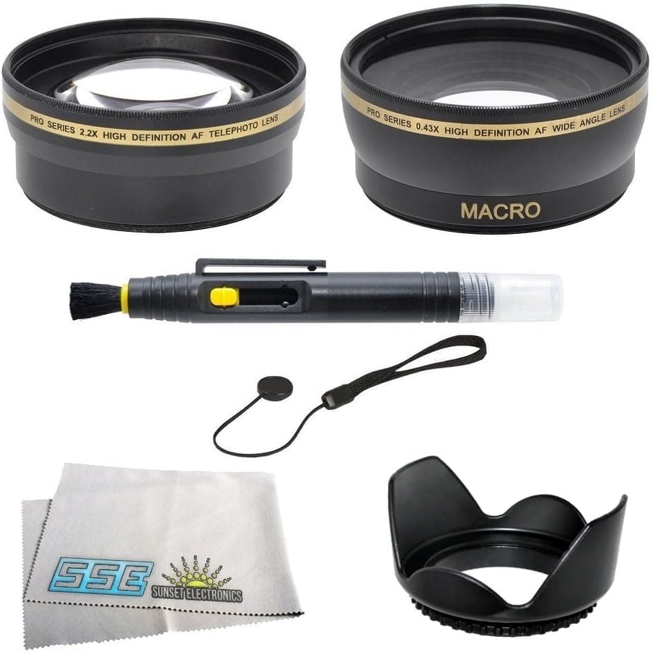 58mm 2x Telephoto HD Zoom Lens, 0.45x Wide Angle Lens, Lens Pen Kit, Lens Hood, More For Canon Digital SLR Cameras That Use Canon Lenses (18-55mm, 75-300mm, 50mm 1.4, 55-200mm)