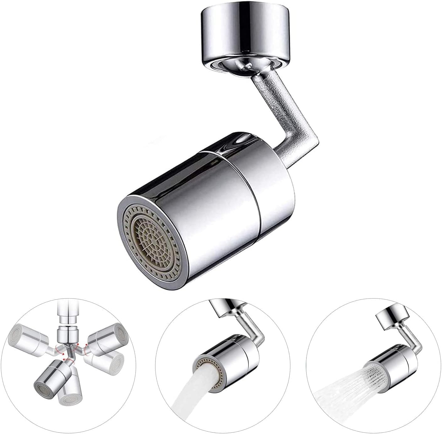 Faucet Aerator, 720 Degree Big Angle Swivel Aerator Dual Water Flow Modes, Kitchen Faucet Fountain Aerator, Tap Aerator Sprayer Attachment for Bathroom