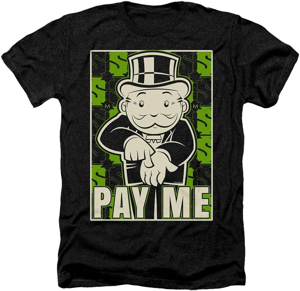 Monopoly Pay Me Unisex Adult Heather T Shirt for Men and Women