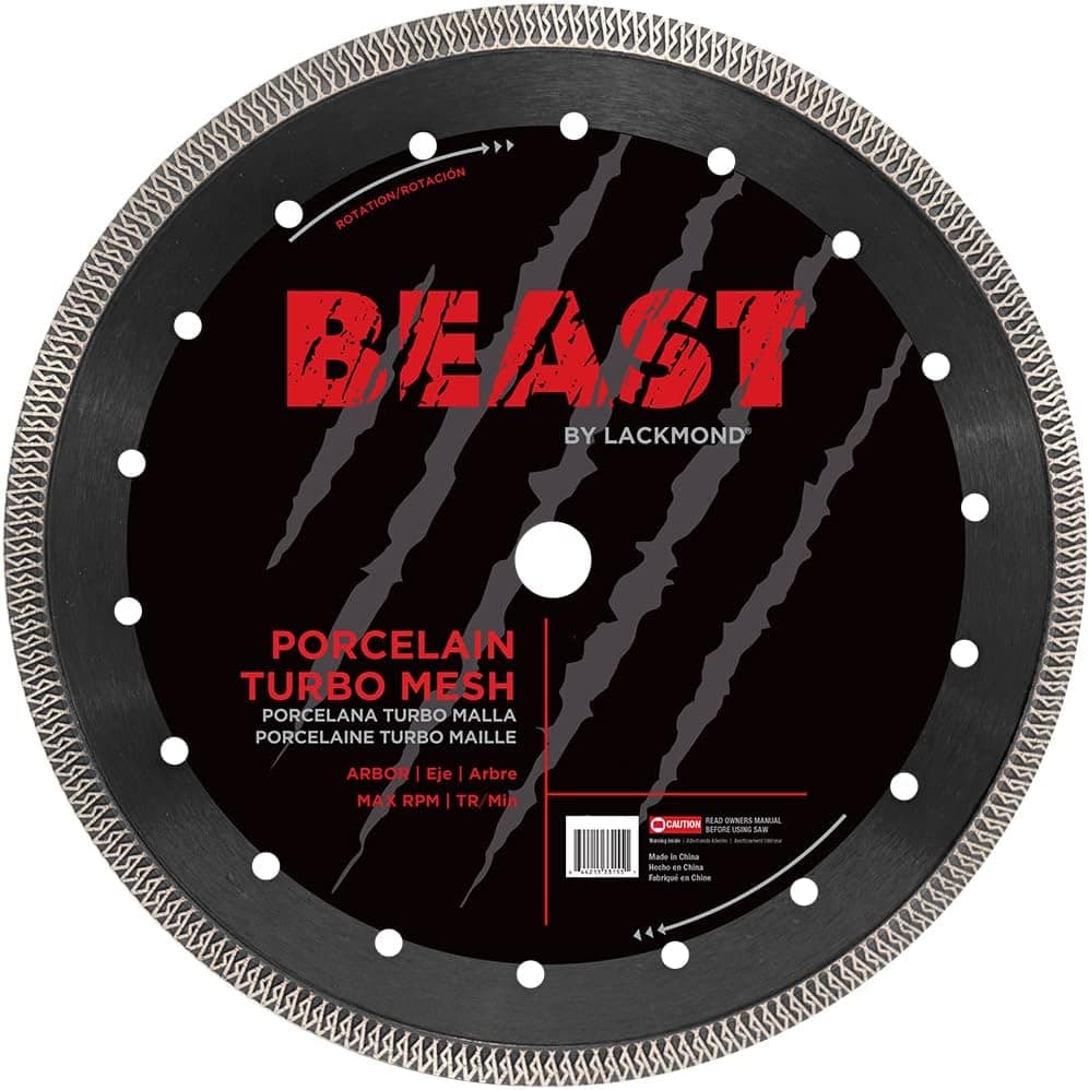 Lackmond Beast Pro 7" Wet/Dry Porcelain Turbo Mesh Saw Blade - 7" Tile Cutting Tool with Quick Cooling Mesh Rim & 7/8" - 20mm - 5/8" Arbor - BPM7