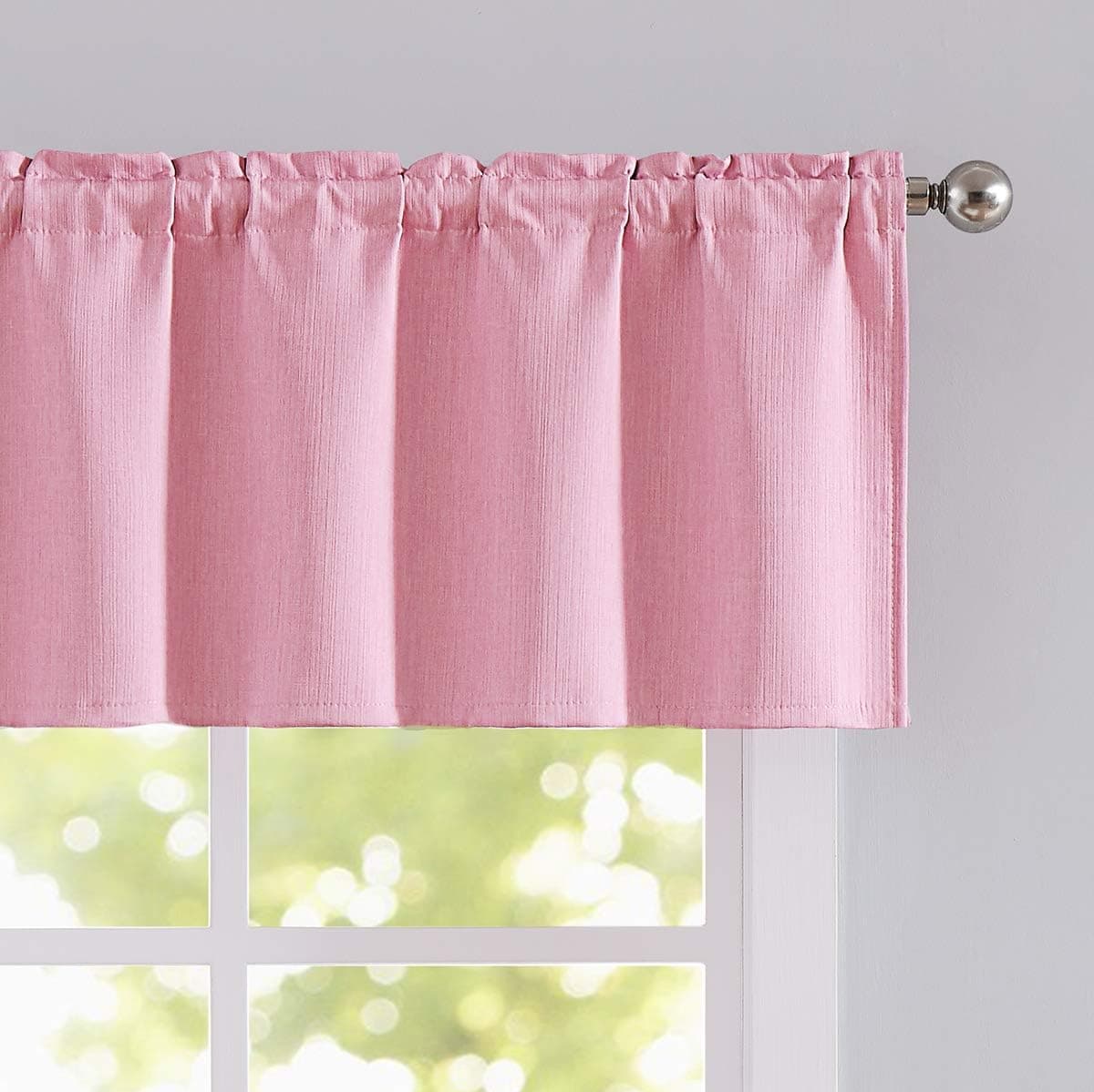NATWIN Pink Valance Curtains for Bedroom 18" Window Valance for Girl's Room Kids Room 52" Width Single Panel