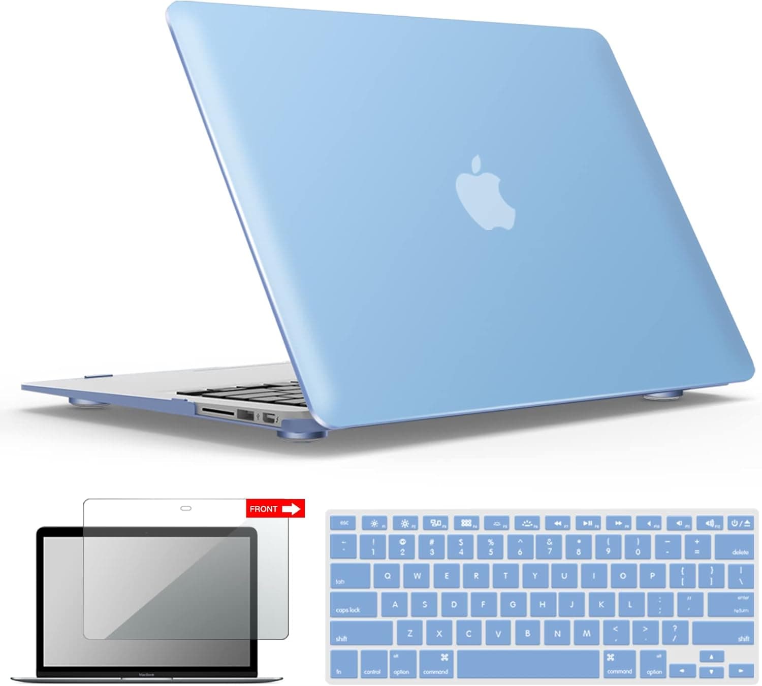 IBENZER MacBook Air 13 Inch Case, Soft Touch Hard Case Shell Cover with Keyboard Cover Screen Protector for Apple MacBook Air 13 A1369 A1466 NO Touch ID, Airy Blue, MMA13ARBL+2