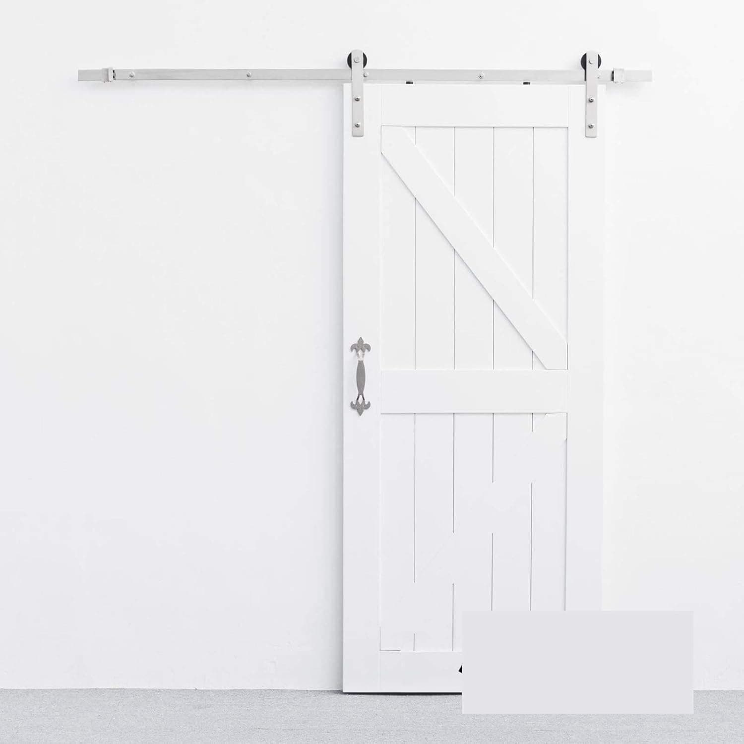 SMARTSTANDARD 6.6ft Sliding Barn Door Hardware (Nickel) (I Shape Hanger) (1 x6.6 Foot Rail)