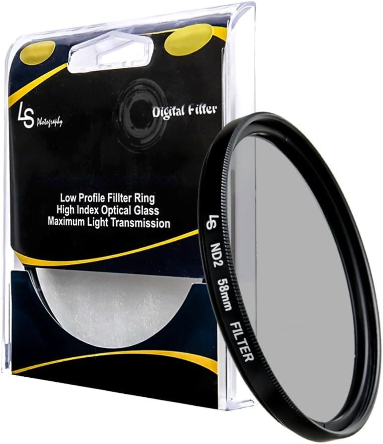 LS Photography 58mm ND2-Neutral Density-Filter Lens Accessory for Nikon Canon DSLR Camera Filter, LGG241