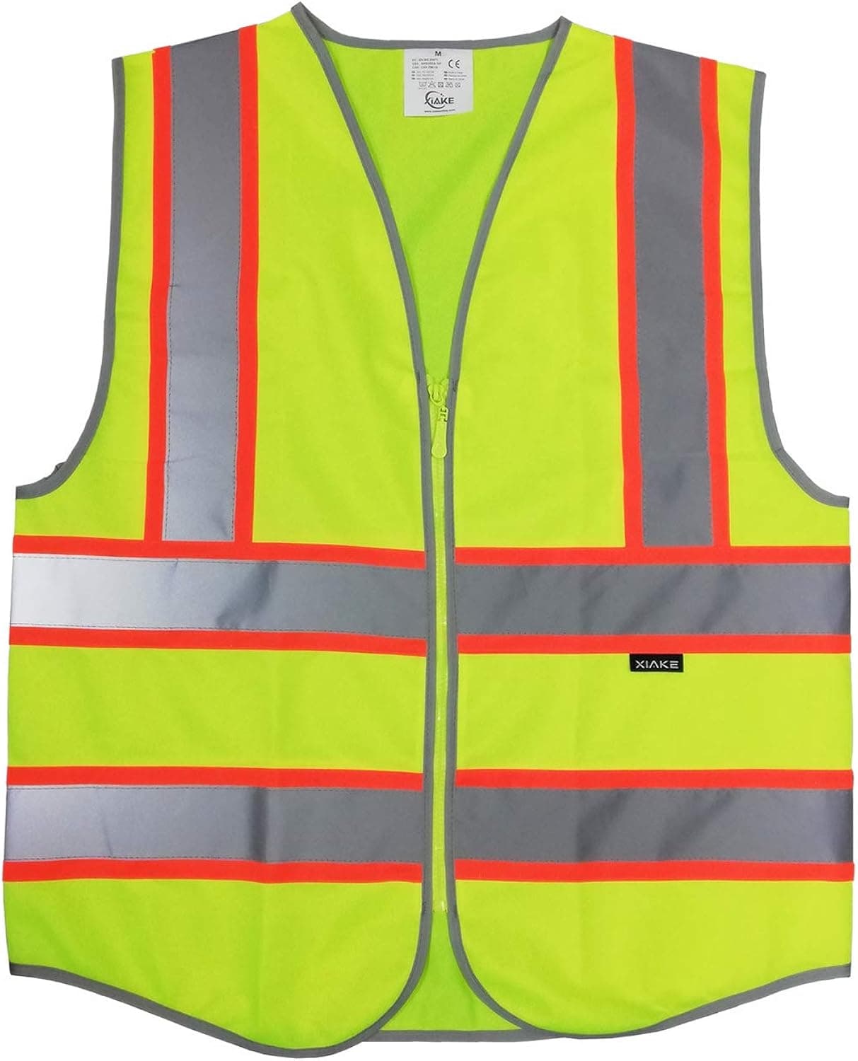 XIAKE High Visibility Reflective Safety Vest, Dual Tone High Reflective Strips, Zipper Front, ANSI/ISEA 107 Standard,X-Large