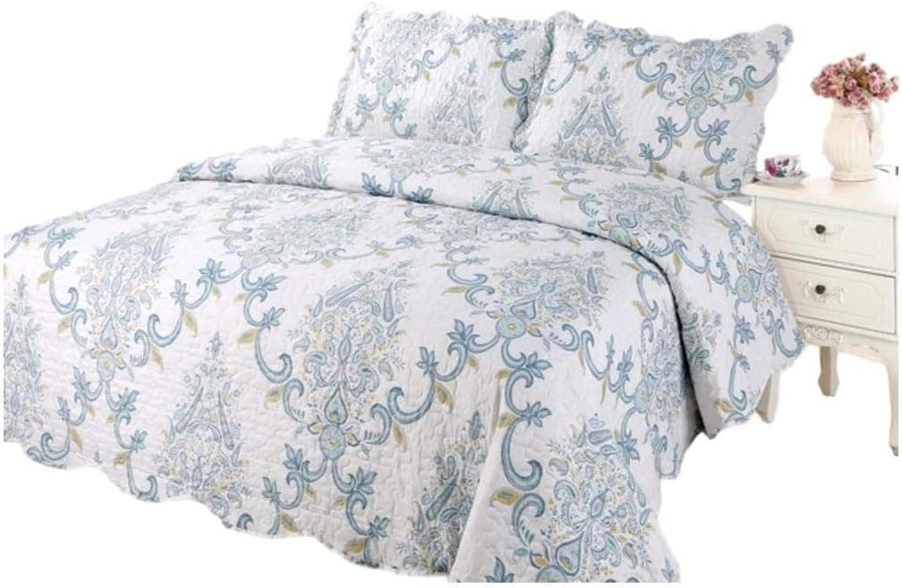 sazana Taj Paisley Printed Bedding 3 Piece Bedspread Quilt Set, King