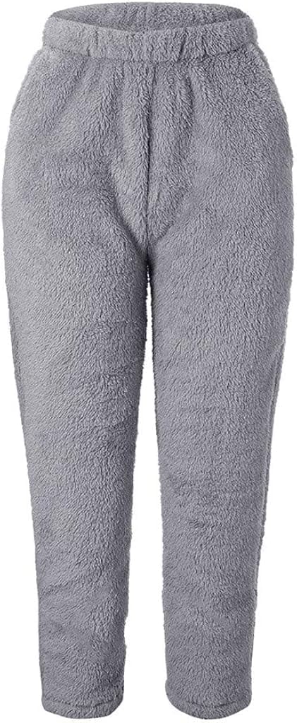 Franterd Women Fluffy Pants Fur Warm Plush Fitness Sport Leggings Winter Fleece Fluffy Legging