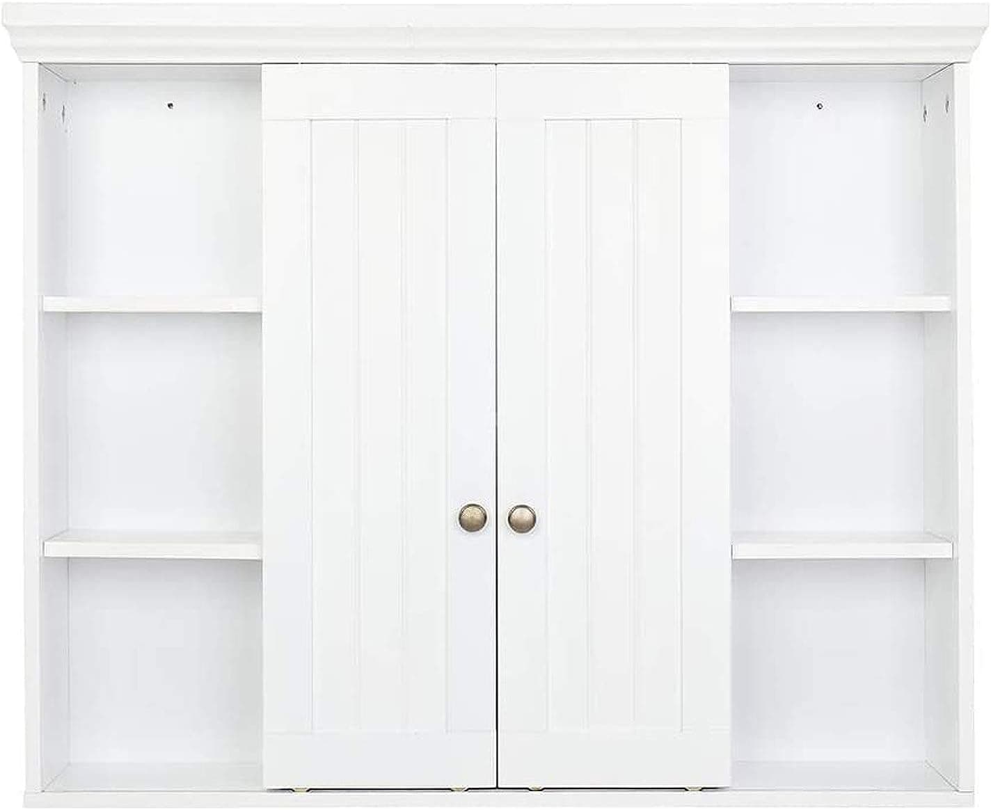 samanoya Bathroom Wall Cabinet Over The Toilet,Wall Mounted Storage Shelving Cabinet with Two Sliding Barn Doors,Kitchen Medicine Cabinet Cupboard,White