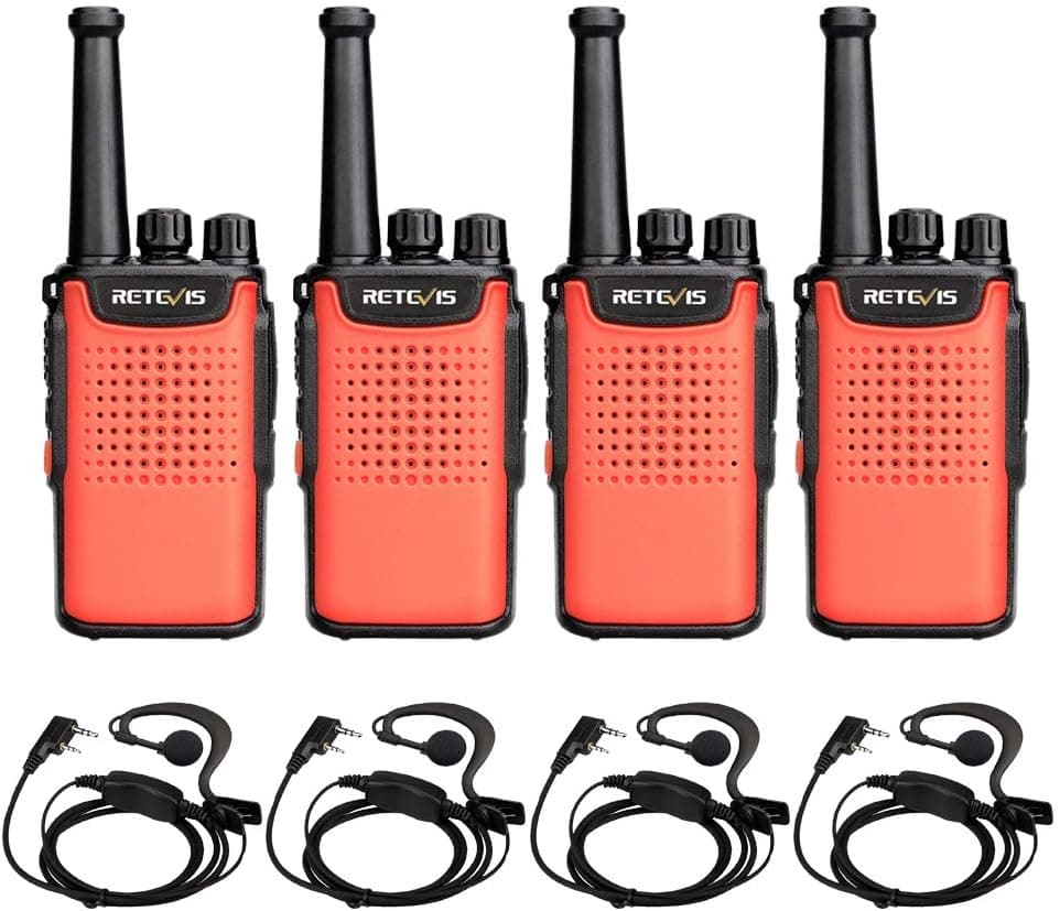 Retevis RT67 Walkie Talkies for Adults Long Range 3000mAh Battery Rechargeable Mini Two Way Radio with Earpiece Hands Free Emergency Alarm LED Flashlight(4 Pack)
