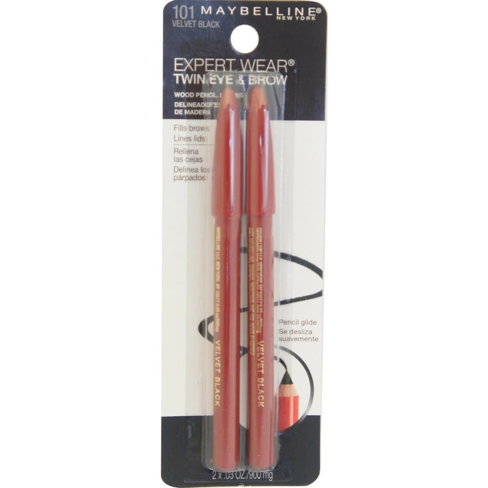 Maybelline Expert Eyes Twin Brow And Eye Pencils, Velvet Black [101], 2 ea ( Pack of 10)