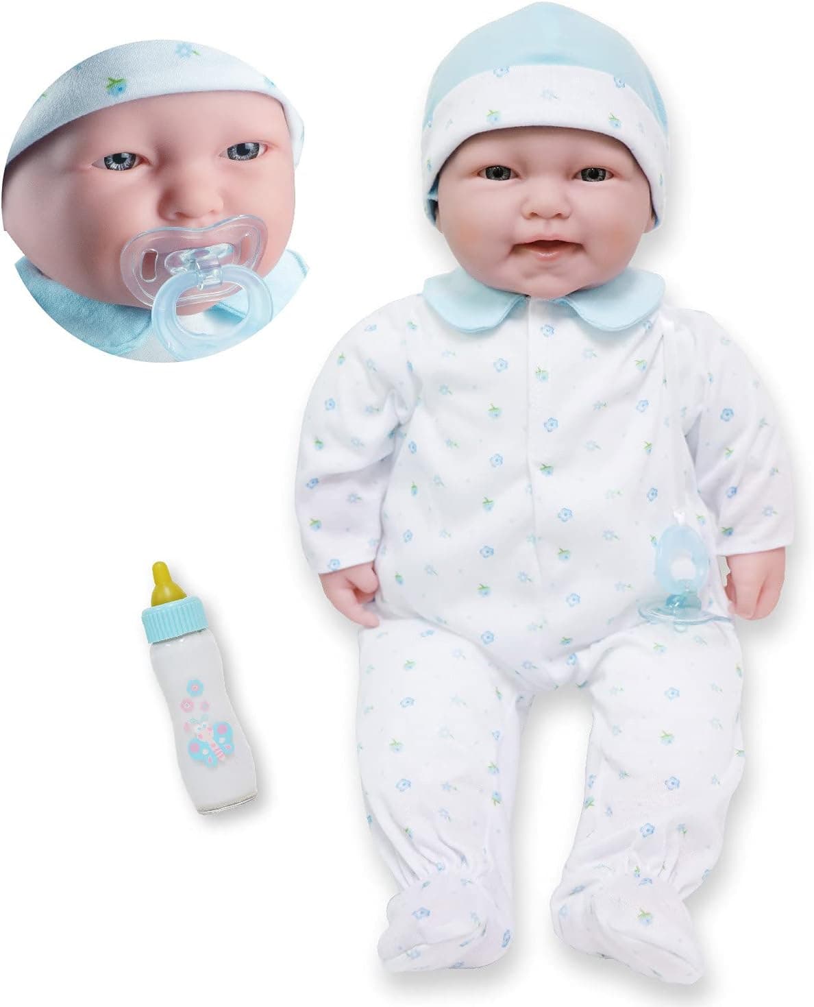 Caucasian 20-inch Large Soft Body Baby Doll | JC Toys - La Baby | Washable |Removable Blue Outfit w/ Hat and Pacifier| For Children 2 Years +