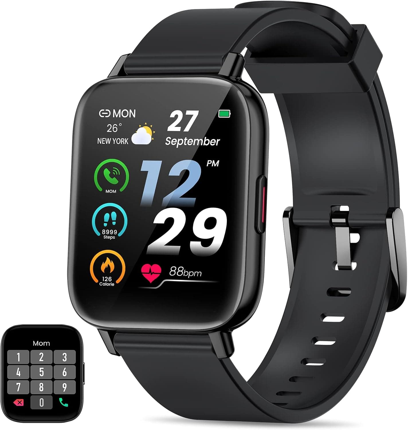 Smart Watch(Answer/Make Call), 2023 Newest 1.69'' HD LCD Bluetooth Smart Watches for Men Women for Android Phones and iPhone, 2022 Fitness Tracker Watch Supports Heart Rate/SpO2/Sleep Monitor, Black