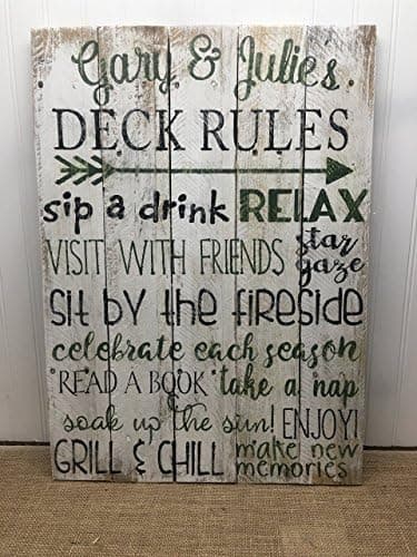 Adonis554Dan Personalized Porch Patio Deck Rules Quote Reclaimed Wood Pallet Sign Home Decor 17x24