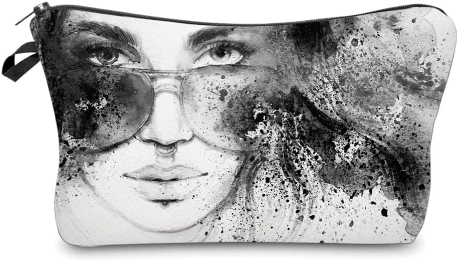 LOOMILOO Small Toiletry Bags for Women, Adorable Roomy Makeup Pouch Travel Water Resistant Cosmetic Purse Accessories Organizer Gift(Modern Abstract 55871)