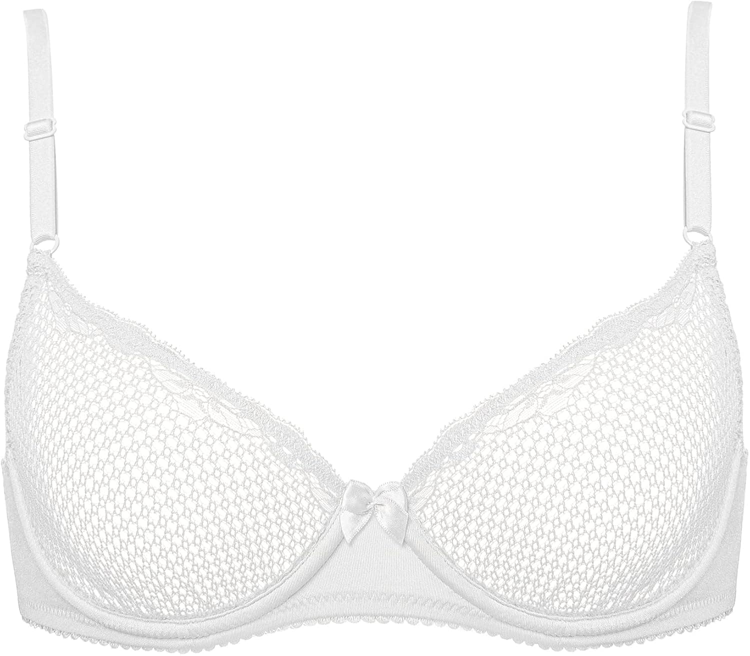 Deyllo Women's Sexy Lace Balconette Bra See Through Demi Unlined Bras Mesh Sheer Underwire