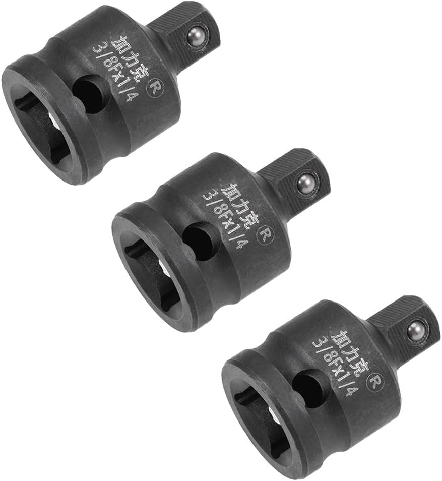 uxcell 3pcs 3/8" Drive (Female) x 1/4" (Male) Impact Socket Reducer for Use with Air Impact Wrenches, Breaker Bars, Ratchets, CR-MO Steel