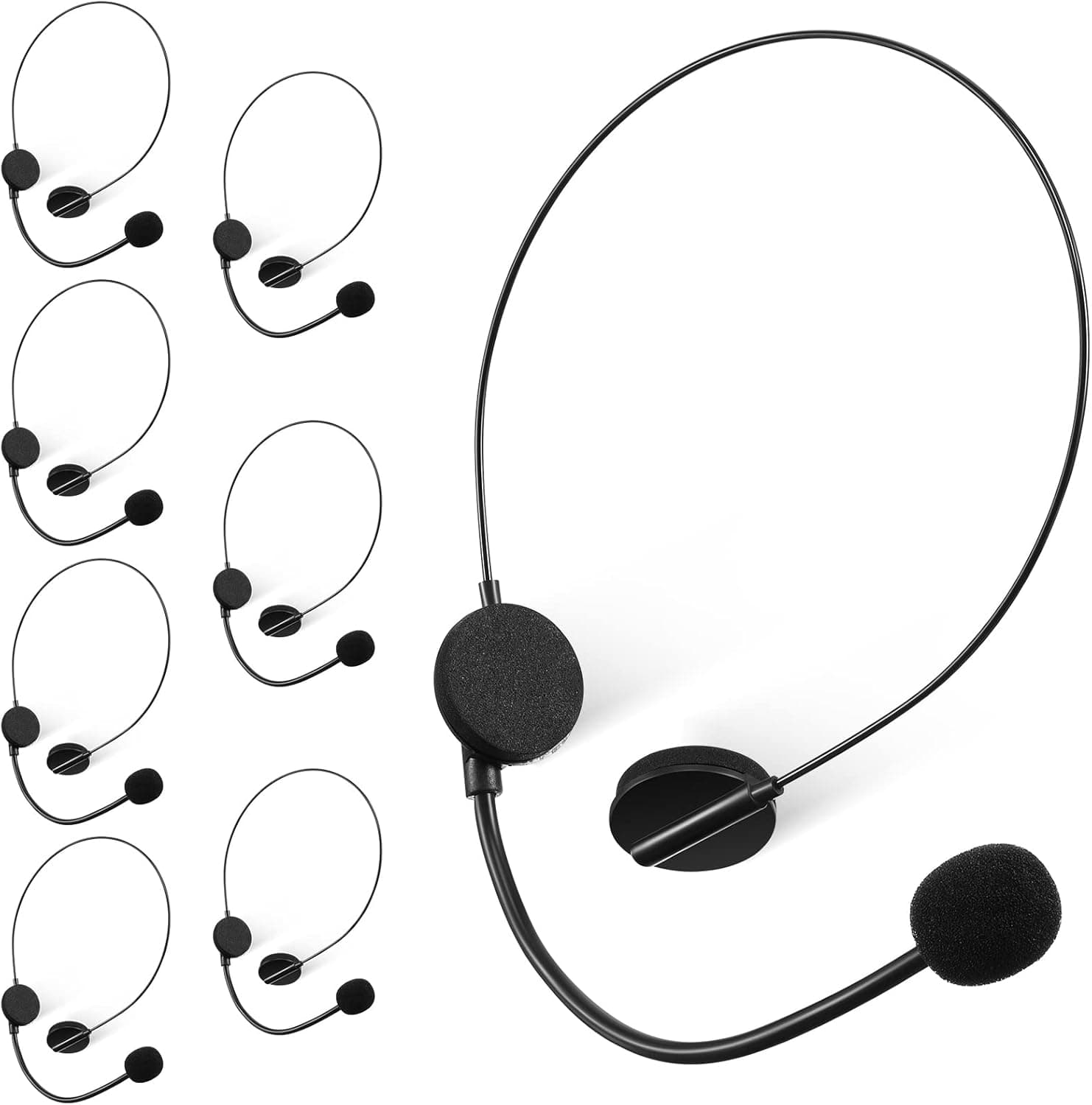 Zhanmai Black Microphone Headset Toy Headpiece Costume Accessory Prop Headset Hippie Costume Accessories Plastic Fake Headset Toy Headset Makeup Props for Party Supplies(8 Pcs)