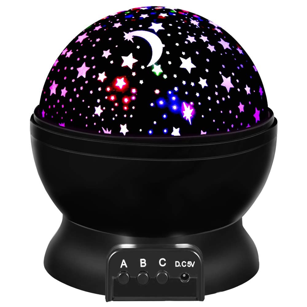 SnowCinda Star Projector Light Toys for 2-8 Year Old Boys Gifts, Moon Night Light Projector for Kids, 360 Degree Rotation and 8 Color Light Changing, Best Gifts for Baby Boys Birthday (Black)