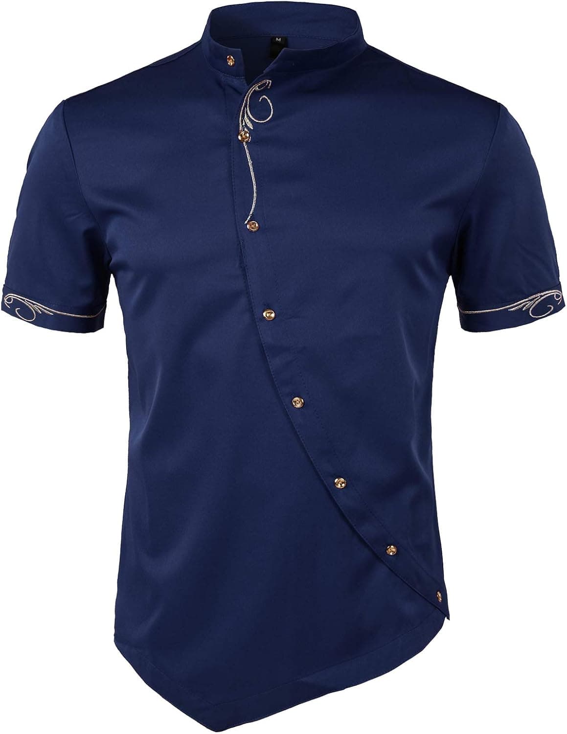 WHATLEES Men's Hipster Irregular Hem Slim Fit Short Sleeve