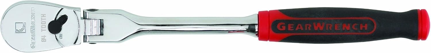 GEARWRENCH 1/4" Drive 84 Tooth Dual Material Flex Head Teardrop Ratchet, 7-3/4" - 81009F